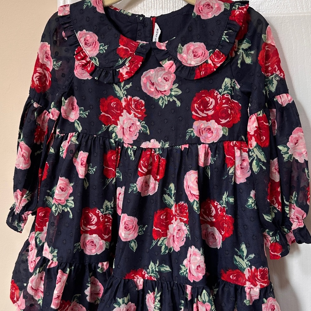 Janie and Jack Navy and Pink Floral Blouse